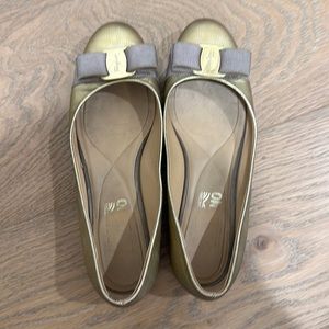 Ferragamo Gold Ballet Flats